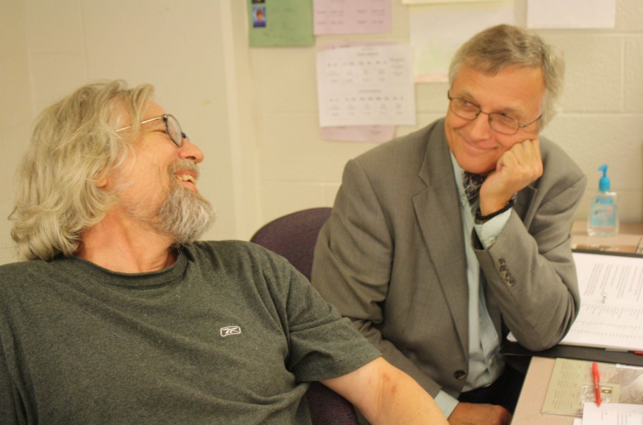 Rakic in 2015 with good friend and former English teacher, John Jeffries.