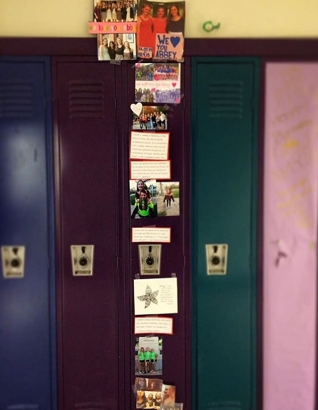Abbey Gibbons' locker, decorated by her friends in her honor.