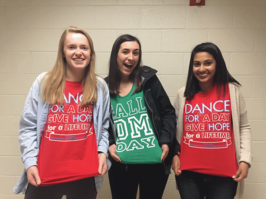 Sophomores Ella Need, Kaili Stedman, and Shay Upadhyay sport their Riley apparel
