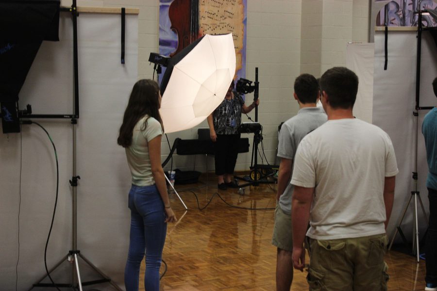 Students line up for picture day