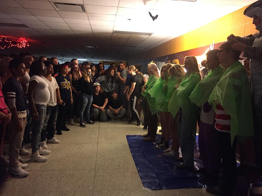 Dance Marathon execs get their hair colored purple for a "Dare to Donate" challenge 
