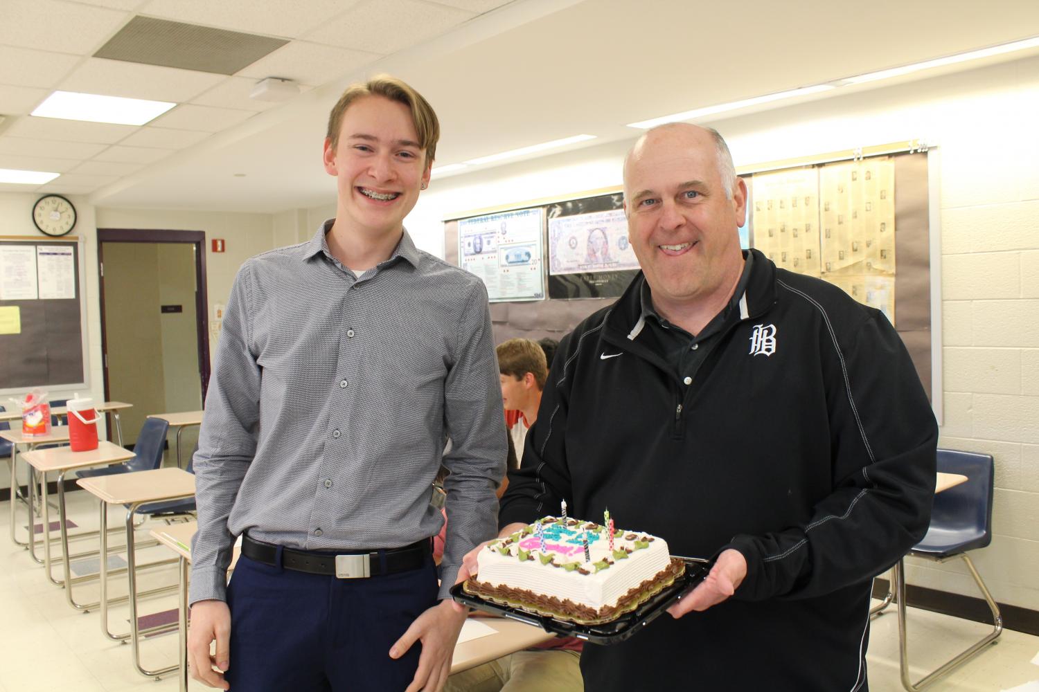 Students celebrate Kevin Gross's birthday