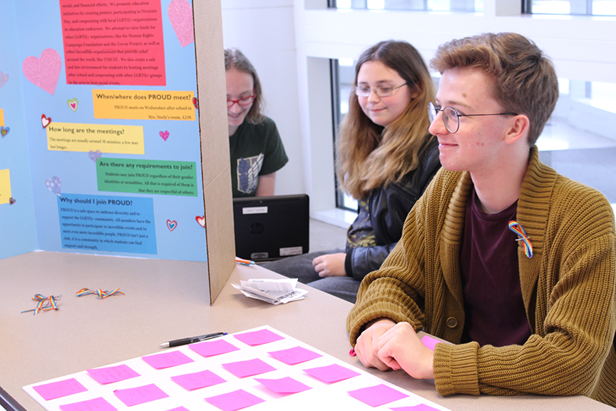 Junior Carter Makice educates peers about Day of Silence