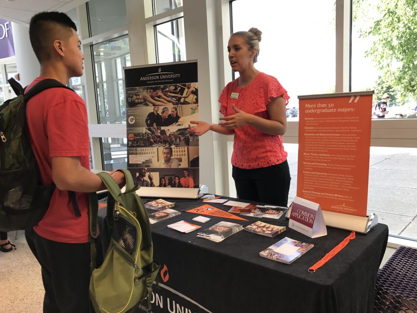 Anderson University rep shares information with interested student