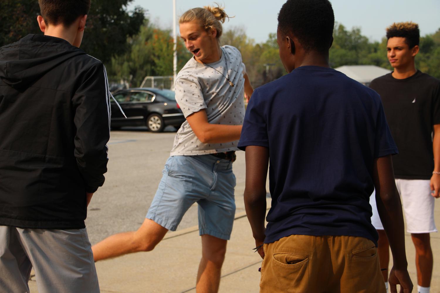 Piekarsky and his friends during an intense game.