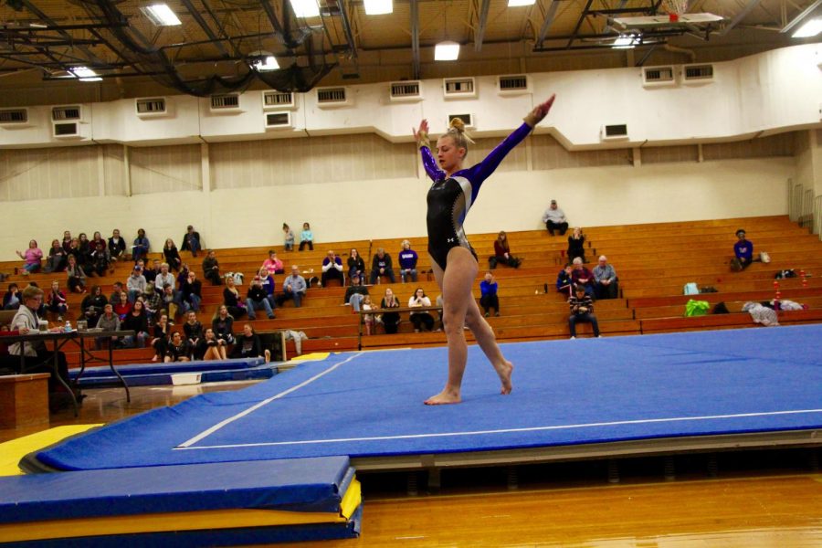 Souths Hailey Landis strikes a pose during her floor routine.