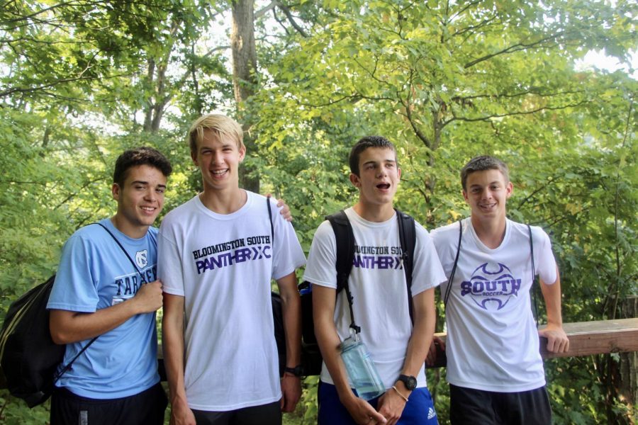 South seniors (L-R) Giovanni Alicea, Wil Zinkan, Alan Morris and Ben Pliske take a moment to relax during a hike.