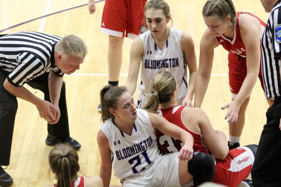 South senior Addy Blackwell (21) on the ground after being fouled by the BNL Stars