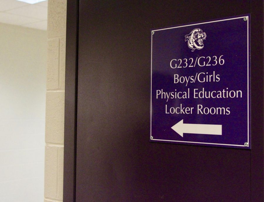 A sign for the Bloomington South locker rooms. This past month a North janitor was arrested for allegedly placing a phone in the girls locker room.