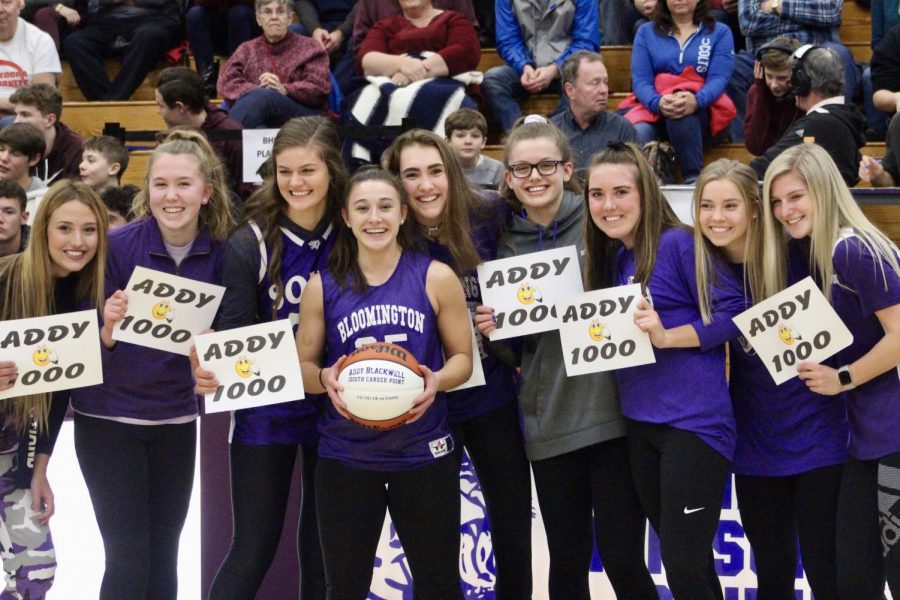 During+halftime%2C+senior+girls+basketball+guard+guard+and+USI+commit+Addy+Blackwell+was+honored+for+scoring+1%2C000+points+during+her+career+at+South