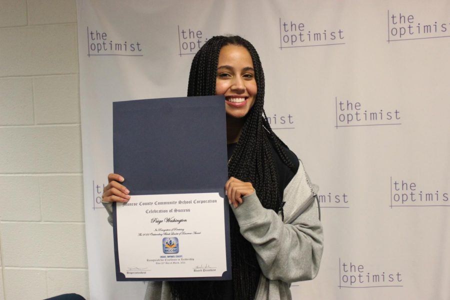 Junior Paige Washington recently won the Outstanding Black Leader of Tomorrow Award from the city of Bloomington. 