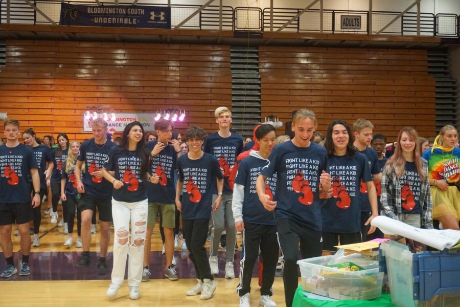 Students get into the spirit at BHSSs Dance Marathon. After two years off because of the pandemic, the marathon raised $110,517. 71 for Riley Childrens Hospital. 