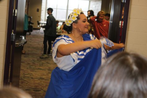 Sophomore Ayesha Salazar-Ansari demonstrates traditional Nicaraguan dancing at Diversity Day.