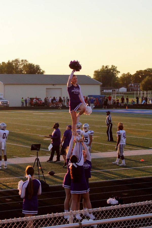 Freshman Eva Hansen Cheering at the Martinsville Football Game