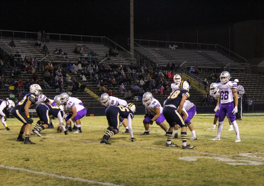 South's offense lines up against Castle in the fourth quarter.