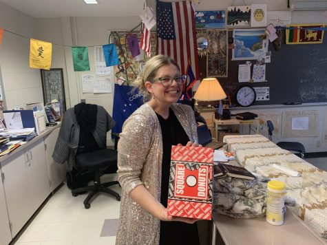 Mrs. Steele Gives Gifts of Donuts and Pizza to Students for Her Birthday