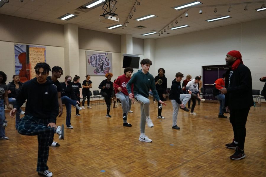 Students learn traditional African dances from the local African-American Dance Company