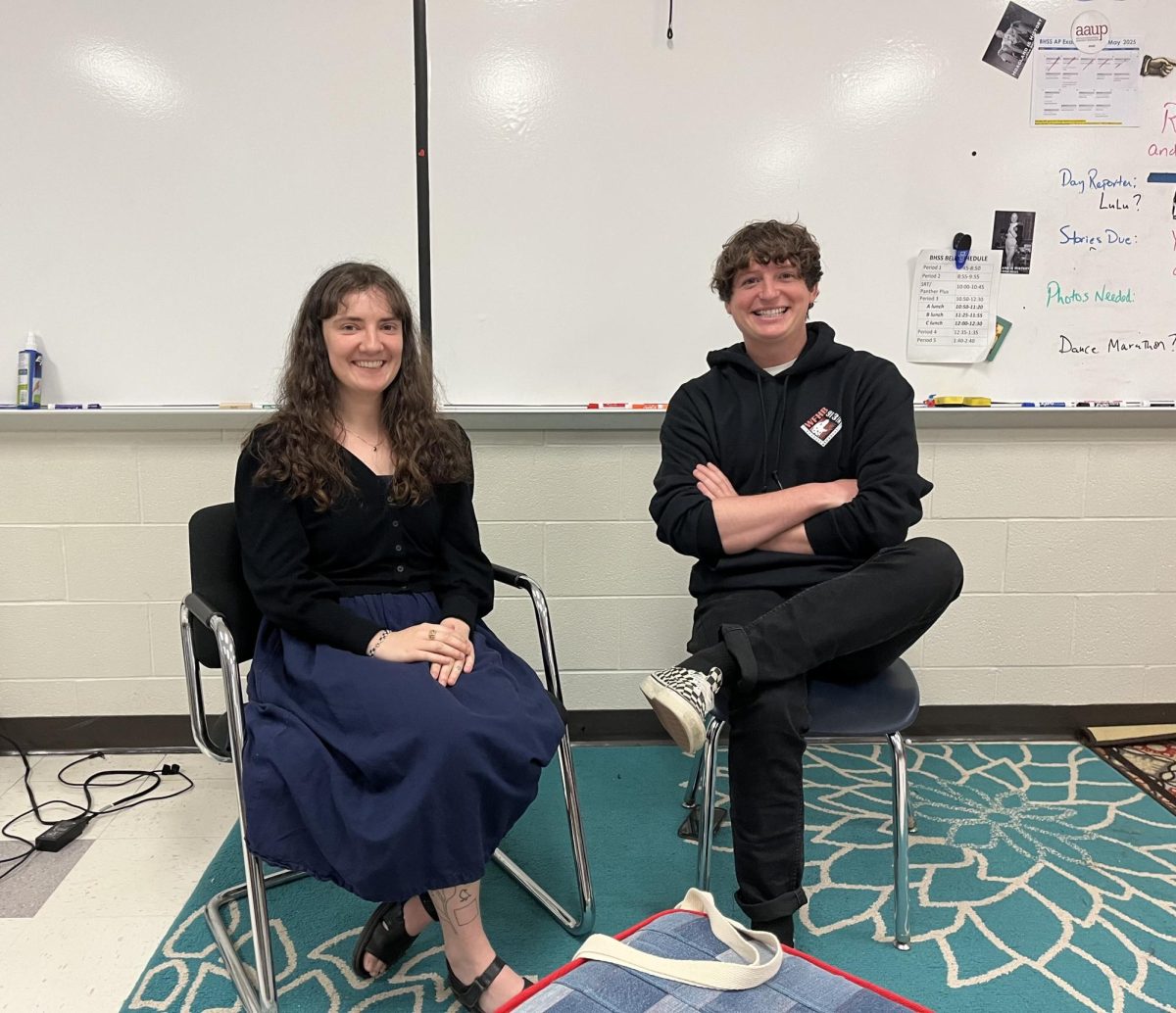 WFHB's Jessie Grubb and Kade Young share experience in radio with Broadcasting class