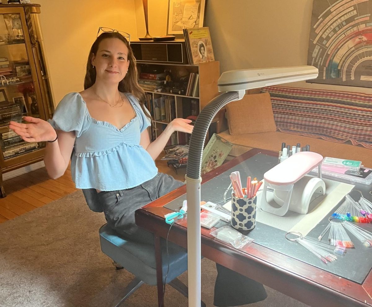 Harper Eakin shows of her nail tech set-up