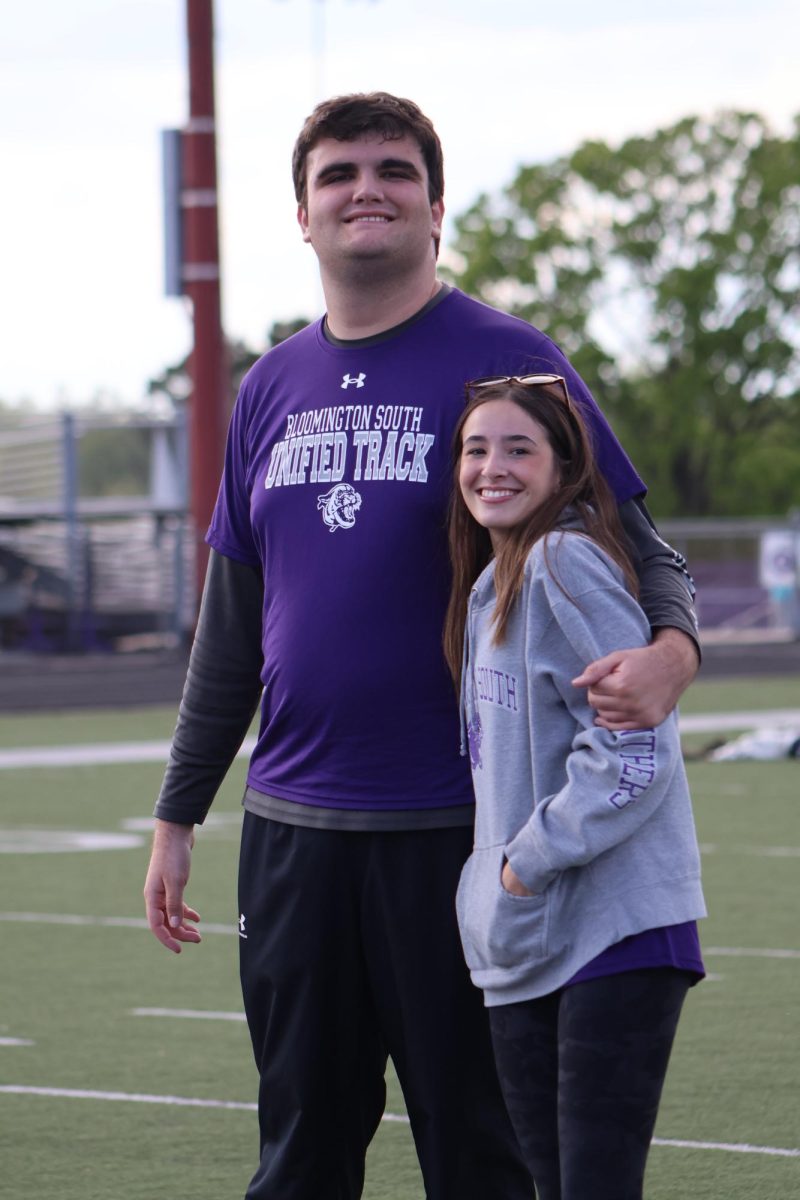 Nick White and Cora Parrott enjoy the Unified Track Conference Indiana title April 30. 